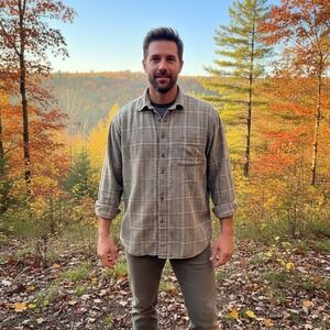 GANT Woodland Twill Plaid Button Down Shirt Mens Large Green Blue Cotton Flannel